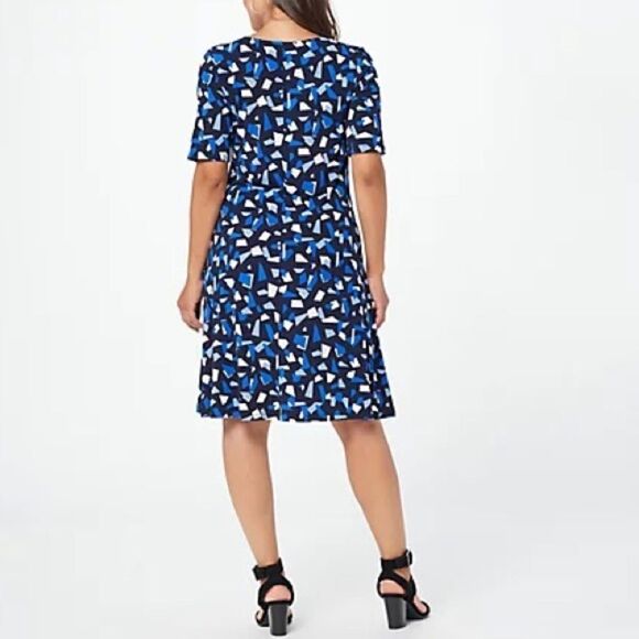 Susan Graver Print or Solid Liquid Knit Fit & Flare Dress - Picture 2 of 5
